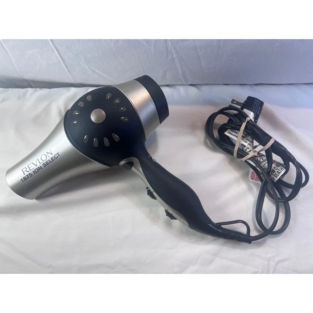 Revlon 1875 Ion Select Hair Dryer Silver Black Ionic Blow Dryer Cold Shot Button
